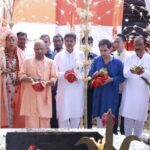 Chief Minister Of Uttar Pradesh Yogi Adityanath Inaugurates Sidheshwari Temple And Lays Foundation Stone Of Ved Vidyalaya.